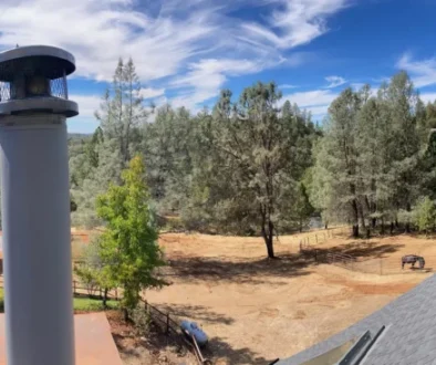 chimney sweep in cool california rooftop view